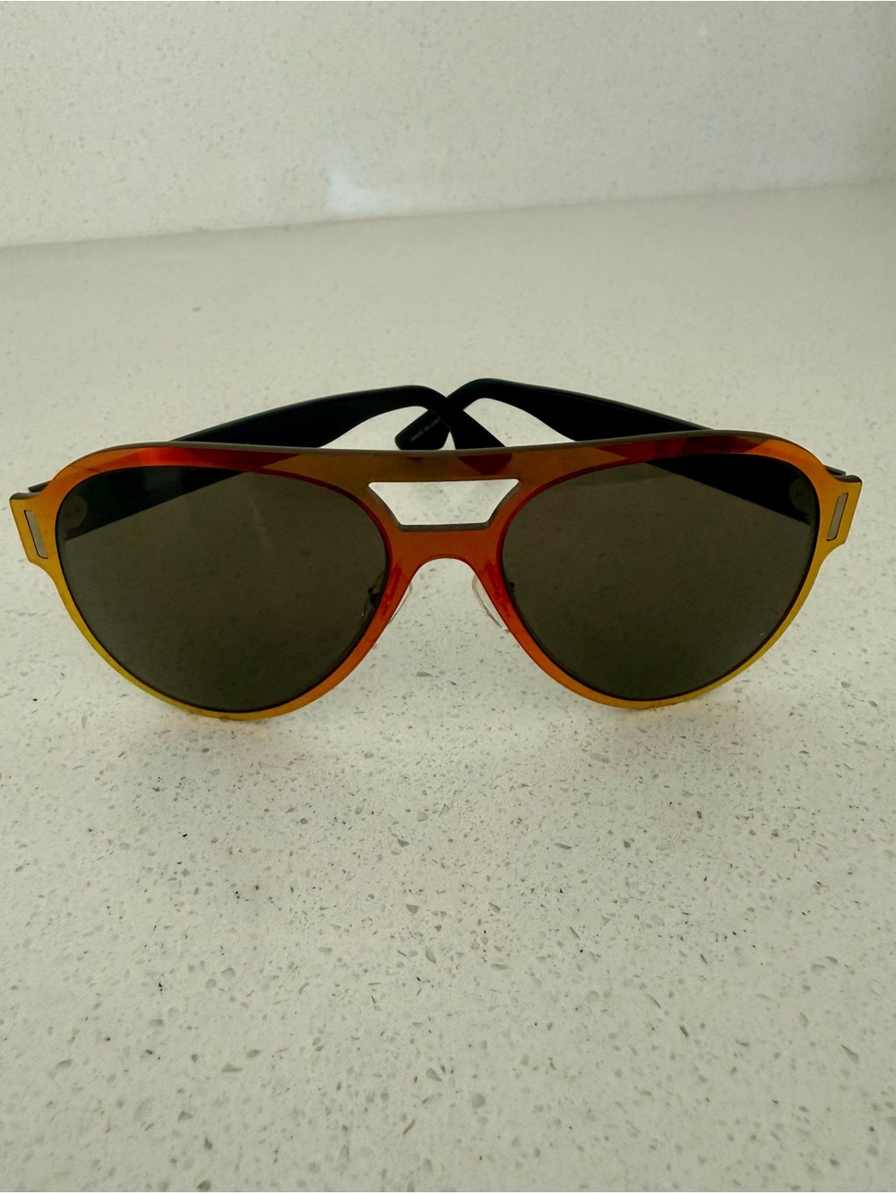 Men's Amber Gradient Aviator Sunglasses - Unbranded